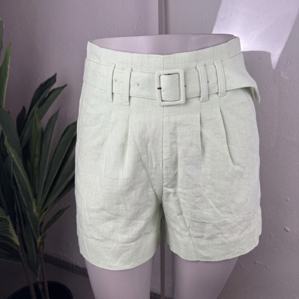 Abercrombie Linen Blend Pastel Mint Green High Waisted Shorts Size XS Resort
